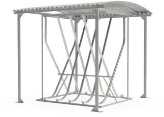 Fahrradparker/ Schräghochparker 'Catania II', zweiseitig, mit Bogendach