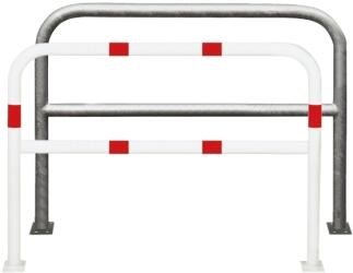 Anlehnbügel/Absperrbügel 'Sylt' Ø 48 mm aus Stahl, Höhe 1000 mm, zum Aufdübeln, weiß/rot oder nach
