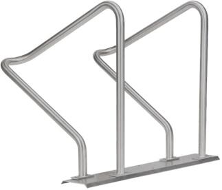 Modellbeispiel: Reihenanlehnbügel -Kalchas- auf Trapezschiene, aus Stahl mit 2 Einstellplätzen (Art.