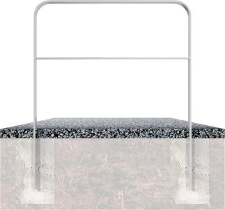 Modellbeispiel: Anlehn-/ Absperrbügel -Wangerooge- 80 x 12 mm aus Stahl, mit Querholm, zum