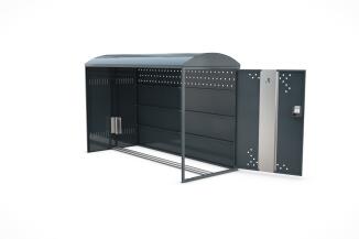 BikeBox 1 B Anbaueinheit, Bogendach, aus Stahlblech, modulare Bauweise