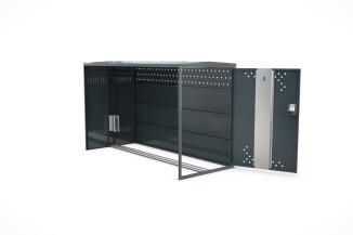 BikeBox 1 G Anbaueinheit, Flachdach, aus Stahlblech, modulare Bauweise