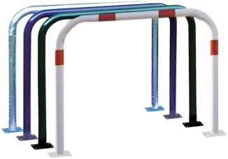 Anlehnbügel/Absperrbügel 'Sylt' Ø 48 mm, Stahl, Höhe 1000 mm, zum Aufdübeln, ohne Farbe, weiß/rot