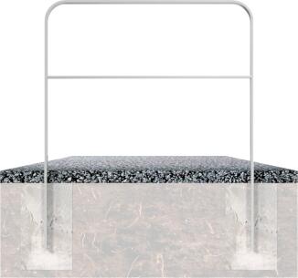 Anlehnbügel/Absperrbügel 'Baltrum' 50 x 12 mm aus Stahl, mit Querholm, zum Einbetonieren