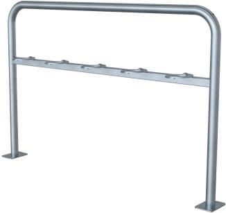 Anlehnbügel mit Querholm für Scooter/Roller, verschließbare Halteringe