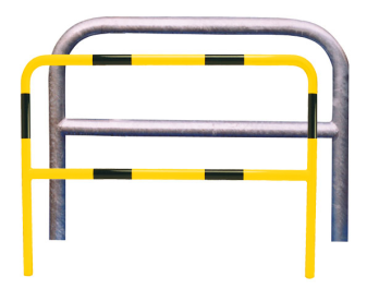 Anlehnbügel / Absperrbügel -Sylt- ø 48 mm aus Stahl, zum Einbetonieren, mit Querholm, ohne Farbe, gelb / schwarz oder nach RAL