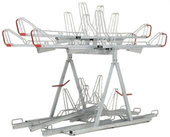Doppelstockparker Optimus doppelseitig mit 400 mm Radabstand und Gasdruckfedern