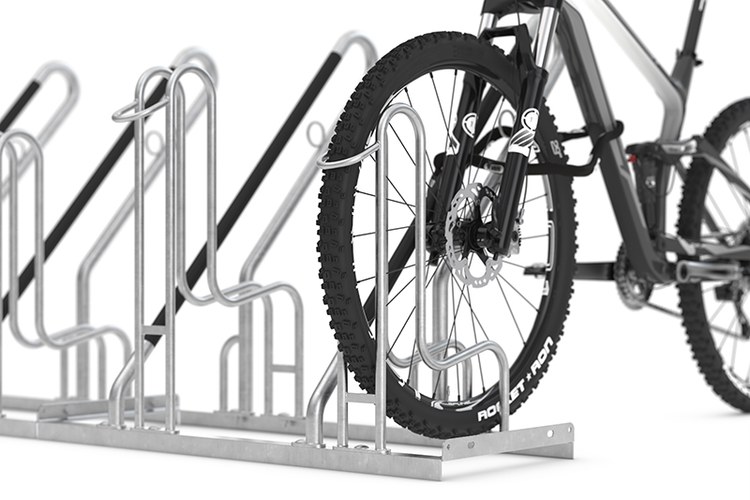 Detailansicht:  Fahrradständer Anlehnparker Typ 4700 XBF,  Anlehnbügel mit Anschlagschutz (Art. 4704xbf)
