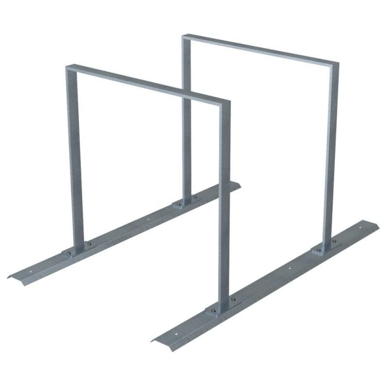 Reihenanlage/Fahrradanlehnbügel mit Schienensystem aus Flachstahl, 50 x 12 mm