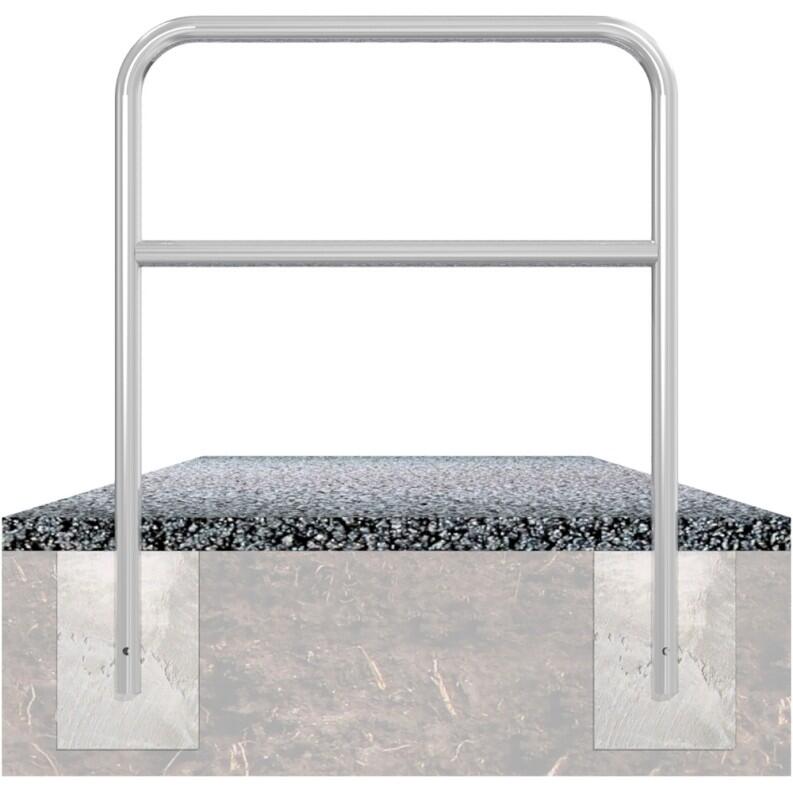 Anlehnbügel/Absperrbügel ′Sylt′ ø 48 mm aus Stahl, zum Einbetonieren, mit Querholm, ohne Farbe,