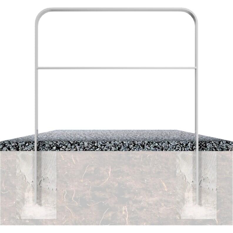 Anlehnbügel/Absperrbügel ′Wangerooge′ 80 x 12 mm aus Stahl, mit Querholm, zum Einbetonieren