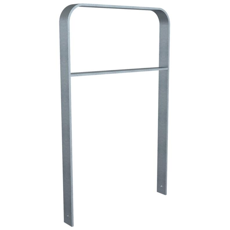 Anlehnbügel/Absperrbügel ′Wangerooge′ 80 x 12 mm aus Stahl, mit Querholm, zum Einbetonieren