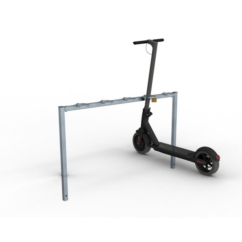 Scooter-Parker, 5 Einstellplätze, verschließbare Halteringe