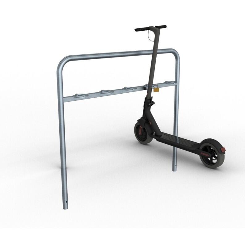 Anlehnbügel mit Querholm für Scooter/Roller, verschließbare Halteringe