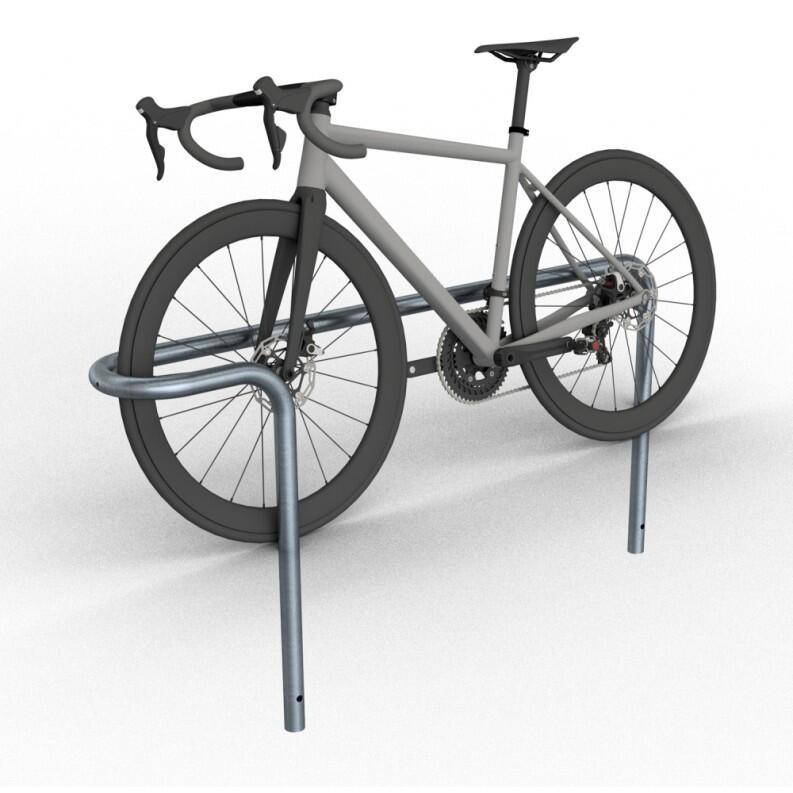 Anlehnbügel/Einzelparker ′Föhr′ ø 42 mm aus Stahl, Höhe über Flur 450 mm, zum Einbetonieren