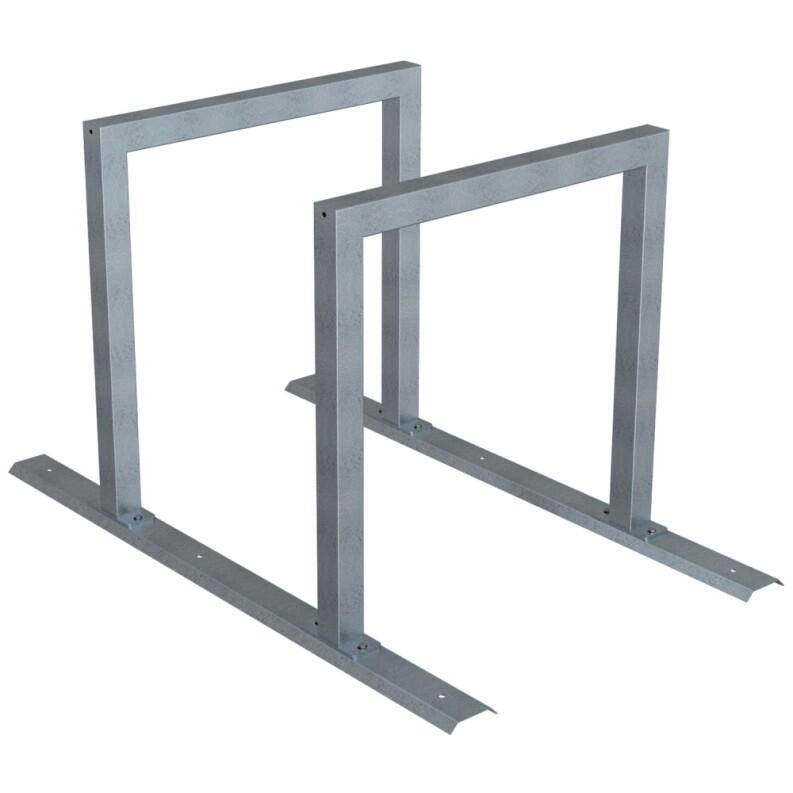 Reihenanlage/Fahrradanlenbügel mit Schienensystem aus Stahlrohr, 60 x 60 mm
