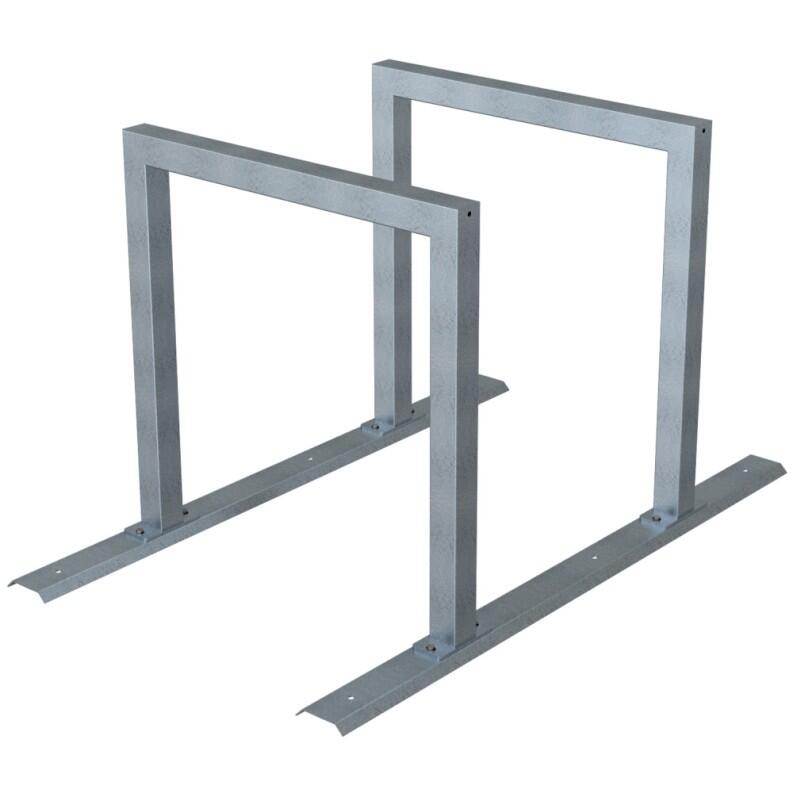 Reihenanlage/Fahrradanlenbügel mit Schienensystem aus Stahlrohr, 60 x 60 mm