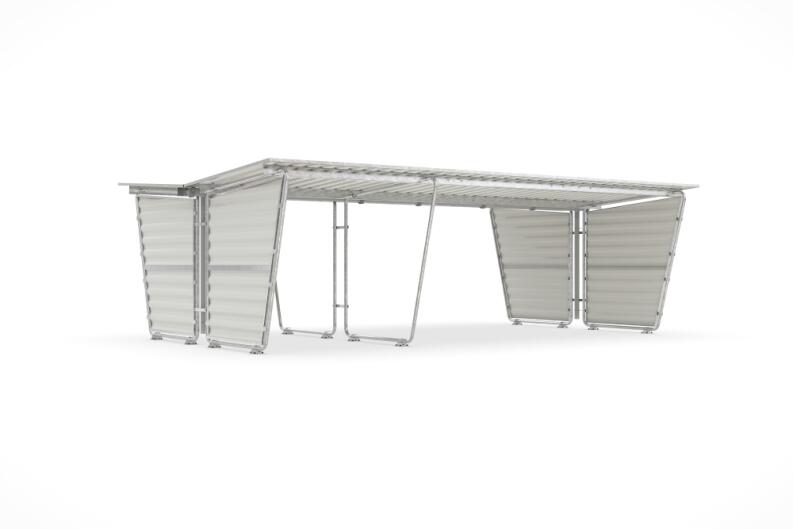 Modellbeispiel: Grundeinheit S26 und Anbaueinheit S29 mit Seitenwänden aus Trapezblech