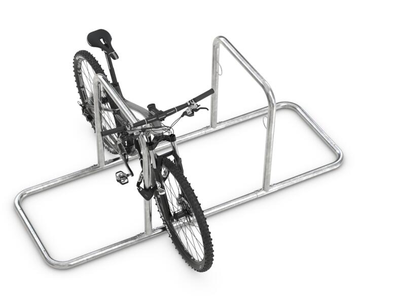 Modellbeispiel: Reihenanlehnbügel -Galaxy- (3er) aus Stahl, mit 6 Einstellplätzen (Art. galaxy33)