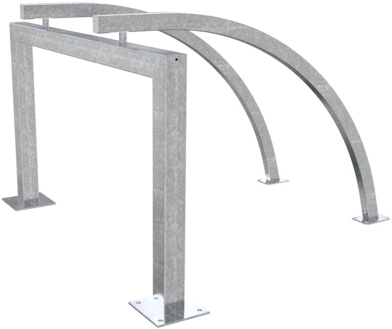 Modellbeispiel: Reihenanlage aus Vierkantrohr mit gebogenen Anlehnbügeln (Art. 4022.20)