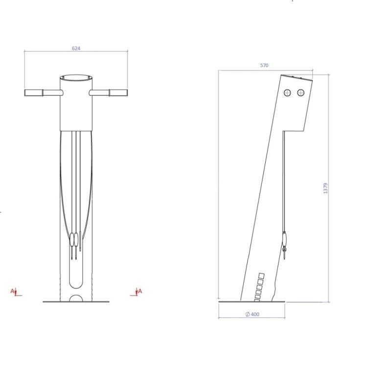 Fahrrad-Servicestation Modell BM2022, zum Aufdübeln, feuerverzinkt und beschichtet
