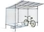 Fahrradständer ′Roof′, einseitige Radeinstellung - Anwendungsbeispiel mit Überdachungssystem -Roof-: